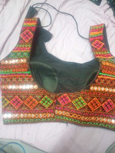 Navratri Embroidered Blouse with Mirror Work