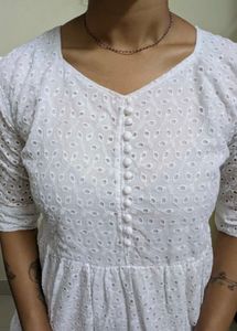 Elegant White Broderie Anglaise Gown