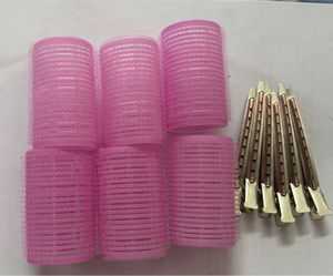 6 pc Pink Hair Rollers with Clips