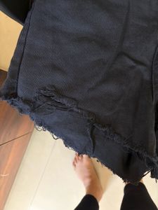 Black Distressed Denim Shorts
