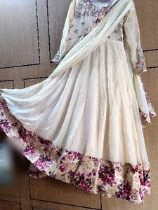 Elegant Cream Floral Anarkali
