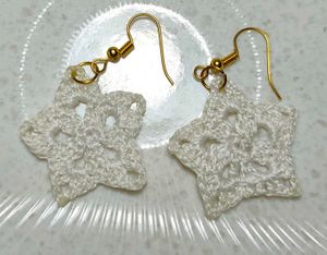 White Crochet Star Earrings