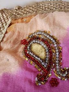 Beautiful Tie-Dye Saree with Embellishments