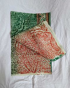 Green Leopard Print Kashmiri Silk Saree