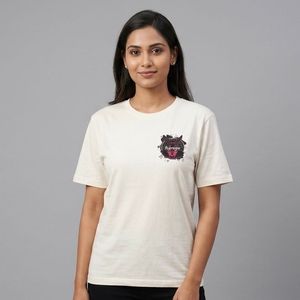 Cream Graphic Print T-Shirt
