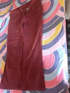 Red Corduroy Flare Pants