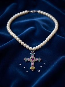 Pearl Necklace with Cross Pendant