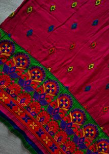 Beautiful Pink Kurta with Green Embellished Neckli