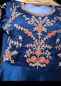 bust 40 Elegant Navy Blue Embroidered Anarkali Gow