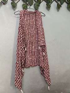 Boho Maroon & White Dotted Kimono Vest