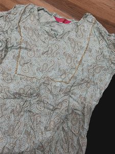 Light Blue Paisley Print Kurta with Black Pants