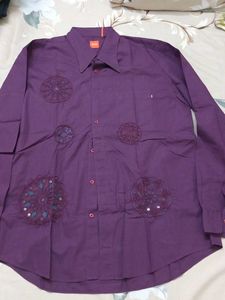Hugo Boss Purple Embellished Shirt