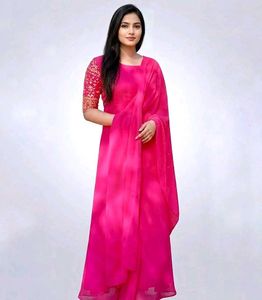 Stunning Pink Anarkali kurti with dupatta