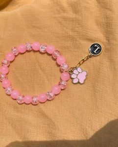 Cute Pink Paw Print Charm Bracelet
