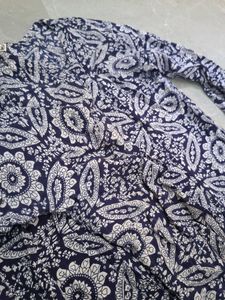 Navy Blue Floral Print Top