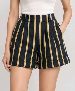 Striped High-Waisted Shorts