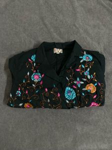 Fully Embroidered Wrap Top