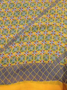 Sunshine Yellow Floral Printed Saree