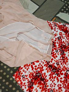Light Pink Ruffled Top &amp; Floral Skirt Set