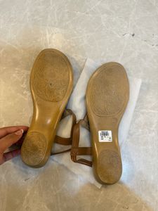Stylish Tan Studded Thong Sandals