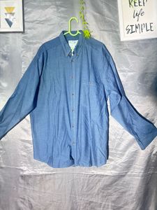 Classic Blue Long-Sleeve Button-Down Shirt