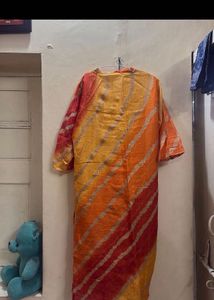 Vibrant Orange &amp; Yellow Striped Kurta