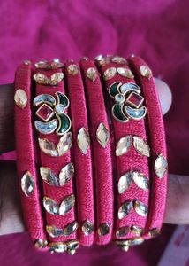 silk thread bangles combo set of 6