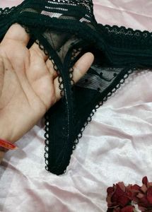 Lace Trim Polka Dot Thong