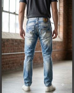 Spykar Men's Blue Distressed Wash Jeans