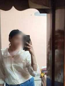 Transparent Cream Ruffled Button-Up Shirt