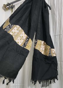 Elegant Black Dupatta with Embroidered Border