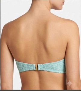 Aqua Lace Strapless Bandeau Bikini Top
