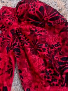 Red Printed Puff Sleeves dress 8to10 years