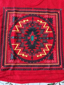 Red Tribal Print Sleeveless crop Top