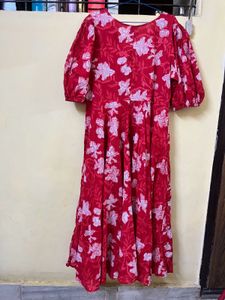 Anayna Red Floral Print Dress
