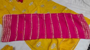 Yellow Kurta Set with garara &amp; Pink Dupatta