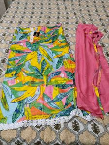 Vibrant Leaf Print Kurta Set with Dupatta