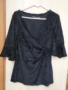 Elegant Black Velvet V-Neck Top Never Used