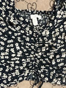 Cute Floral Ruched Crop Top