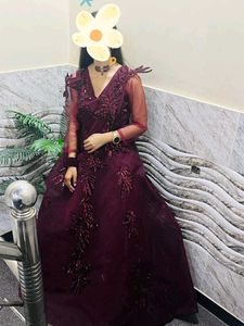Elegant Maroon Embroidered Gown
