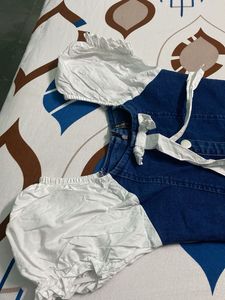 Denim Dress with Puff Sleeves