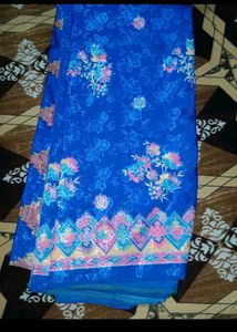 Vibrant Blue Floral Saree