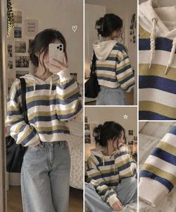 Striped Cropped Hoodie
