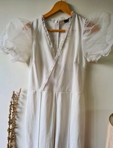White Puff Sleeve Mini Dress