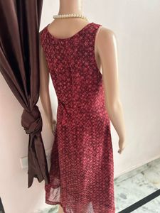 Red Floral Print Midi Dress