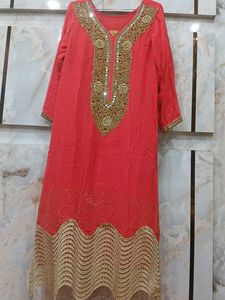 Pink & Gold Embroidered Kurti