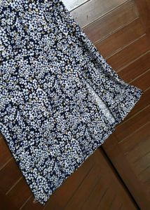 Ginger Blue Floral Print Cross Back Midi Dress