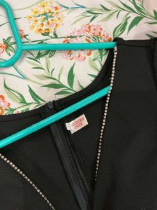 Black Rhinestone Detail Skater Dress