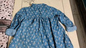 Blue flowy Floral Print short Shirt Dress