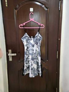 Elegant Floral Print Chemise Satin Silk Dress